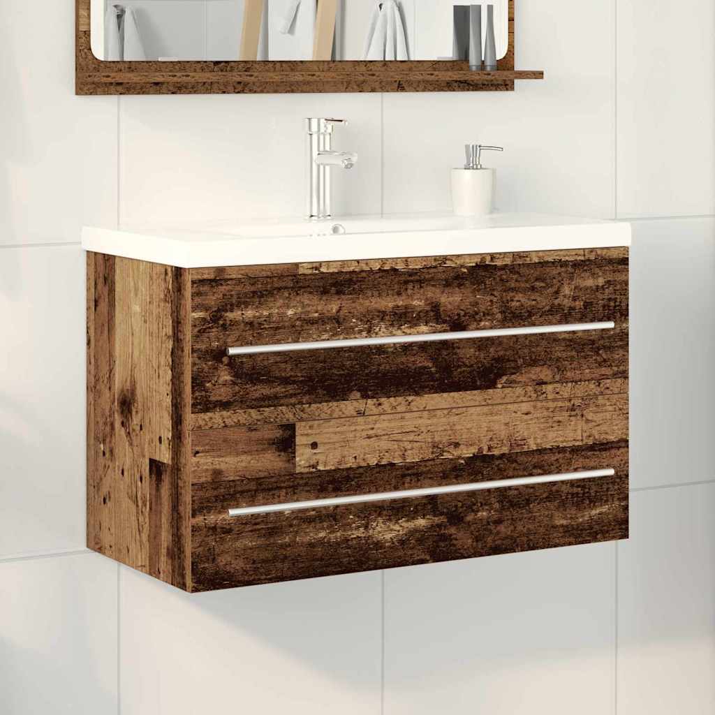 Waschbeckenschrank 2 stk. Altholz 80 x 38,5 x 48 cm