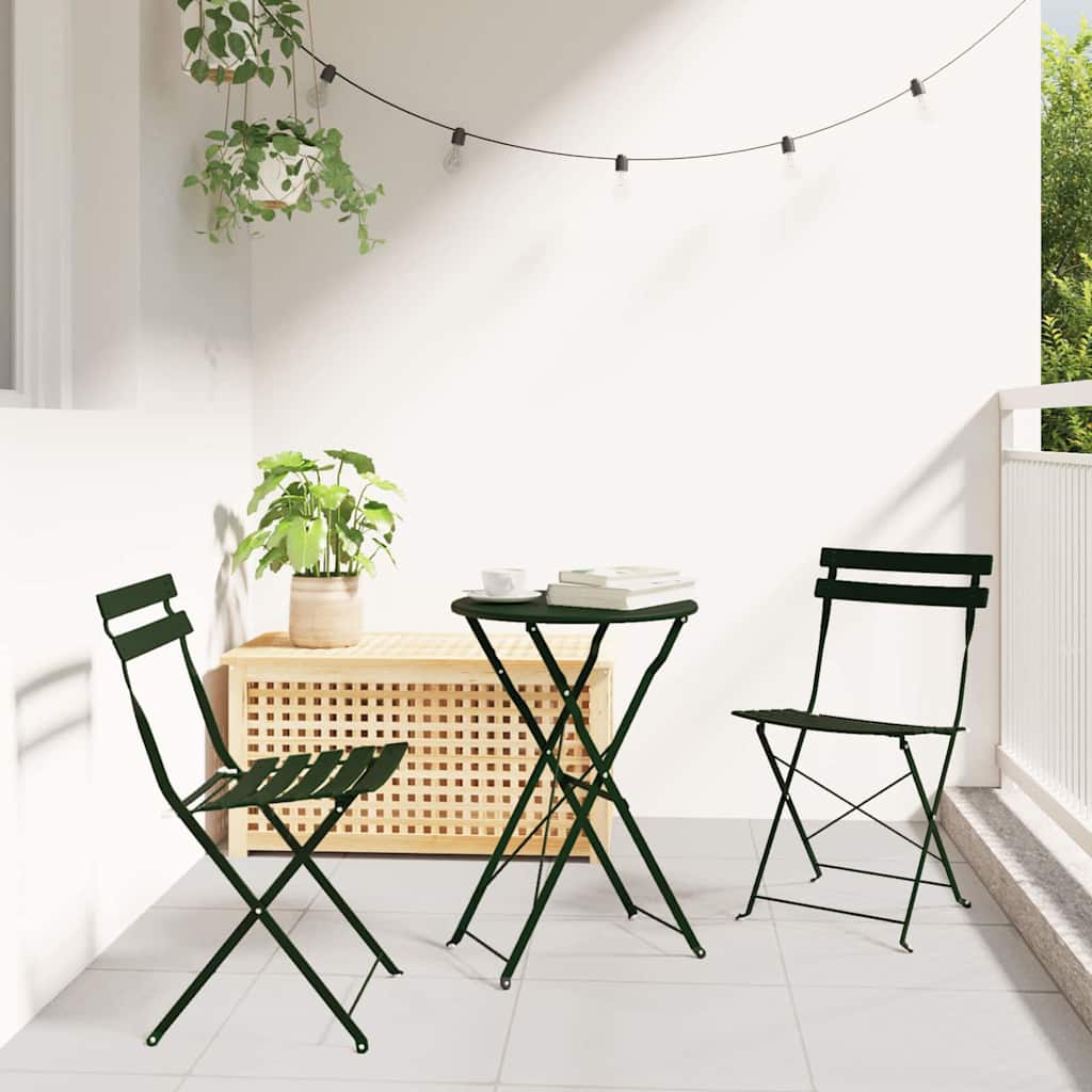 Klapp Bistro Set 3 stk. Wald Stahl