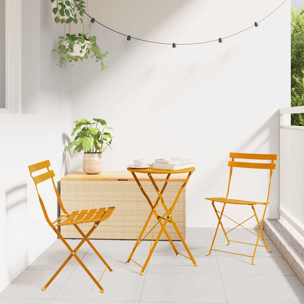 Klapp Bistro Set 3 stk. Senf Stahl