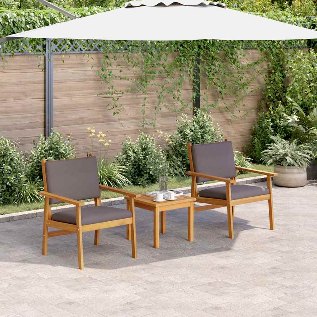 Gartenstuhl 2 stk. Anthrazit Massivholz Akazie