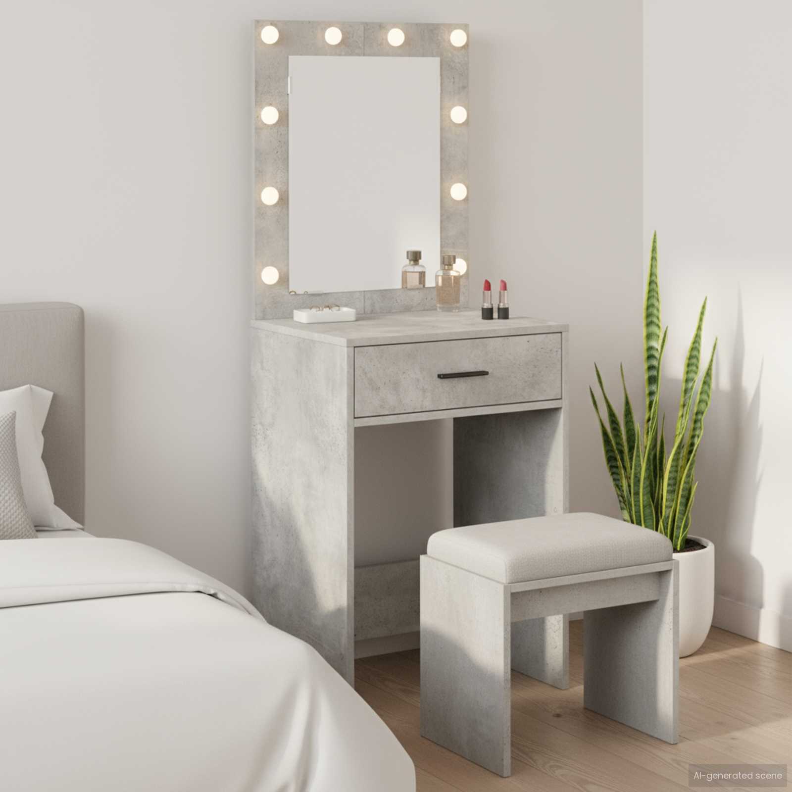 Schminktisch Beton Grau 50 x 41 x 135 cm Holzwerkstoff