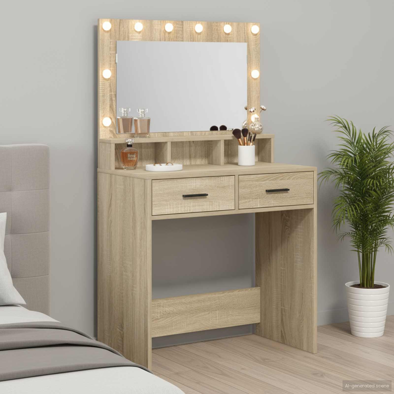 Schminktisch Sonoma-Eiche 79 x 41 x 135 cm Holzwerkstoff