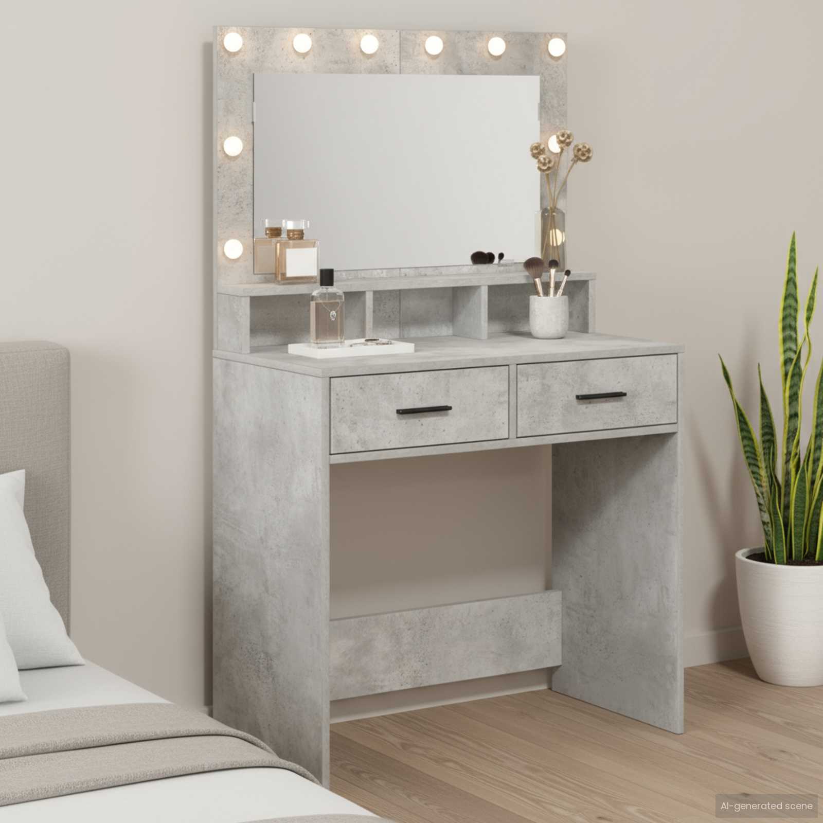 Schminktisch Beton Grau 79 x 41 x 135 cm Holzwerkstoff