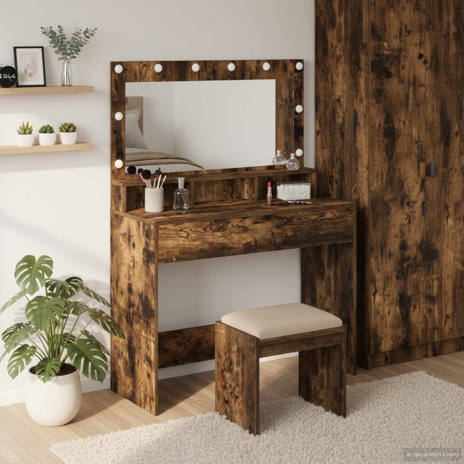 Schminktisch Geräucherte Eiche 100 x 41 x 135 cm Holzwerkstoff