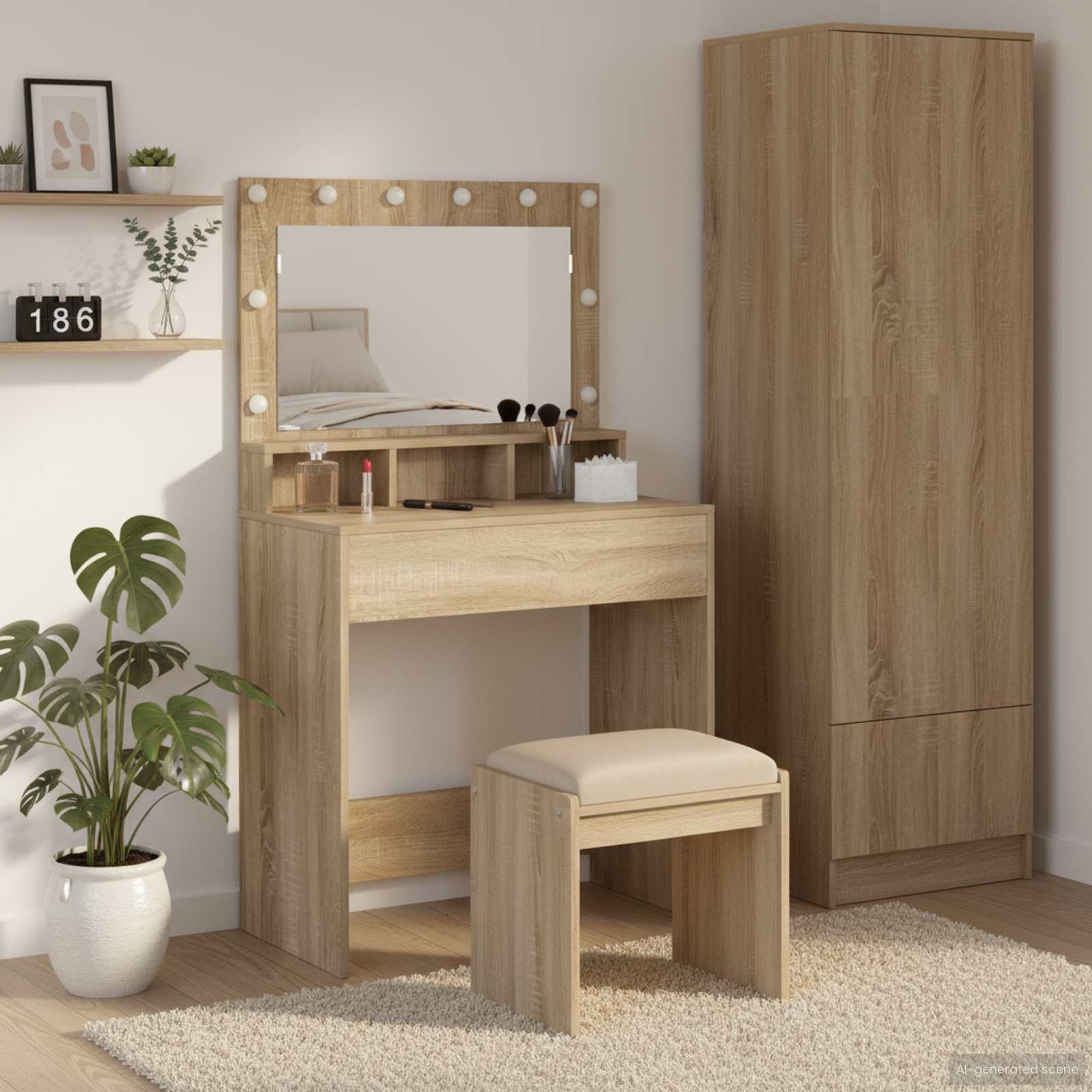 Schminktisch Sonoma-Eiche 75,5 x 41 x 135 cm Holzwerkstoff