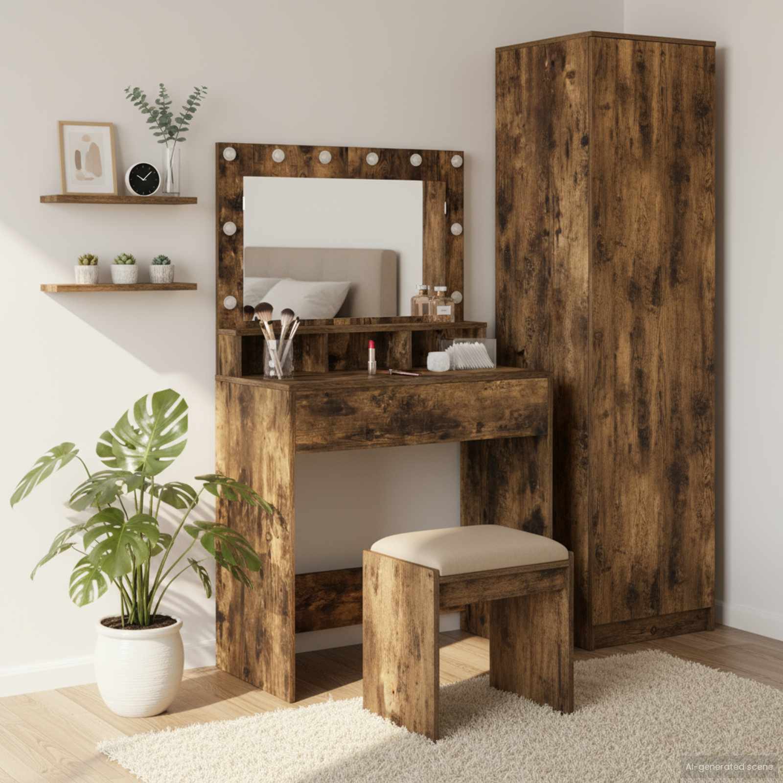 Schminktisch Geräucherte Eiche 75,5 x 41 x 135 cm Holzwerkstoff