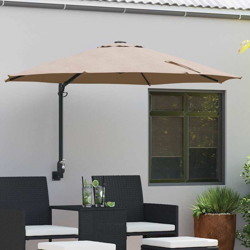 Gartensonnenschirm 248 x 248 x 148 cm Polyester und Stahl Taupe