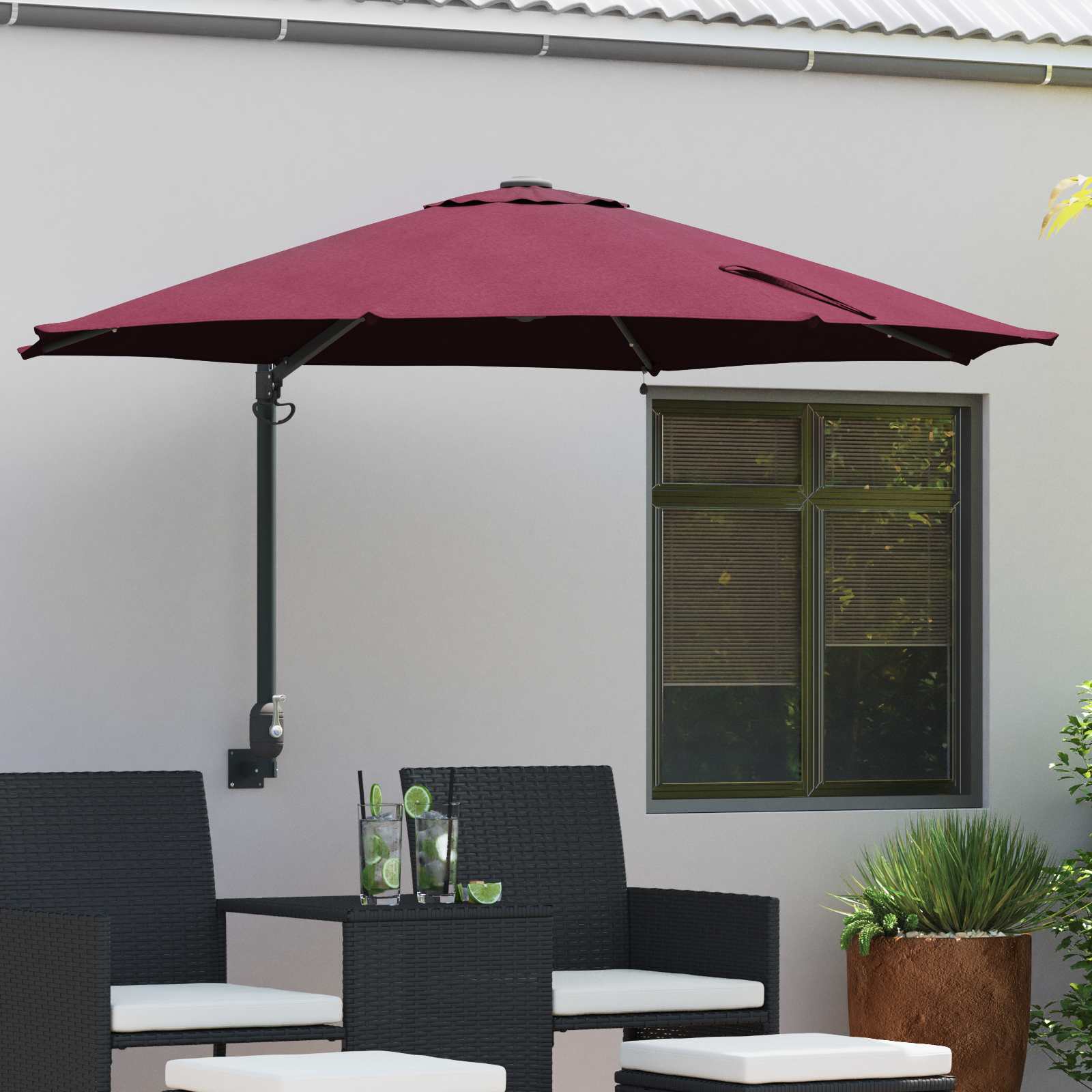 Garten-Sonnenschirm 248 x 248 x 148 cm Polyester und Stahl