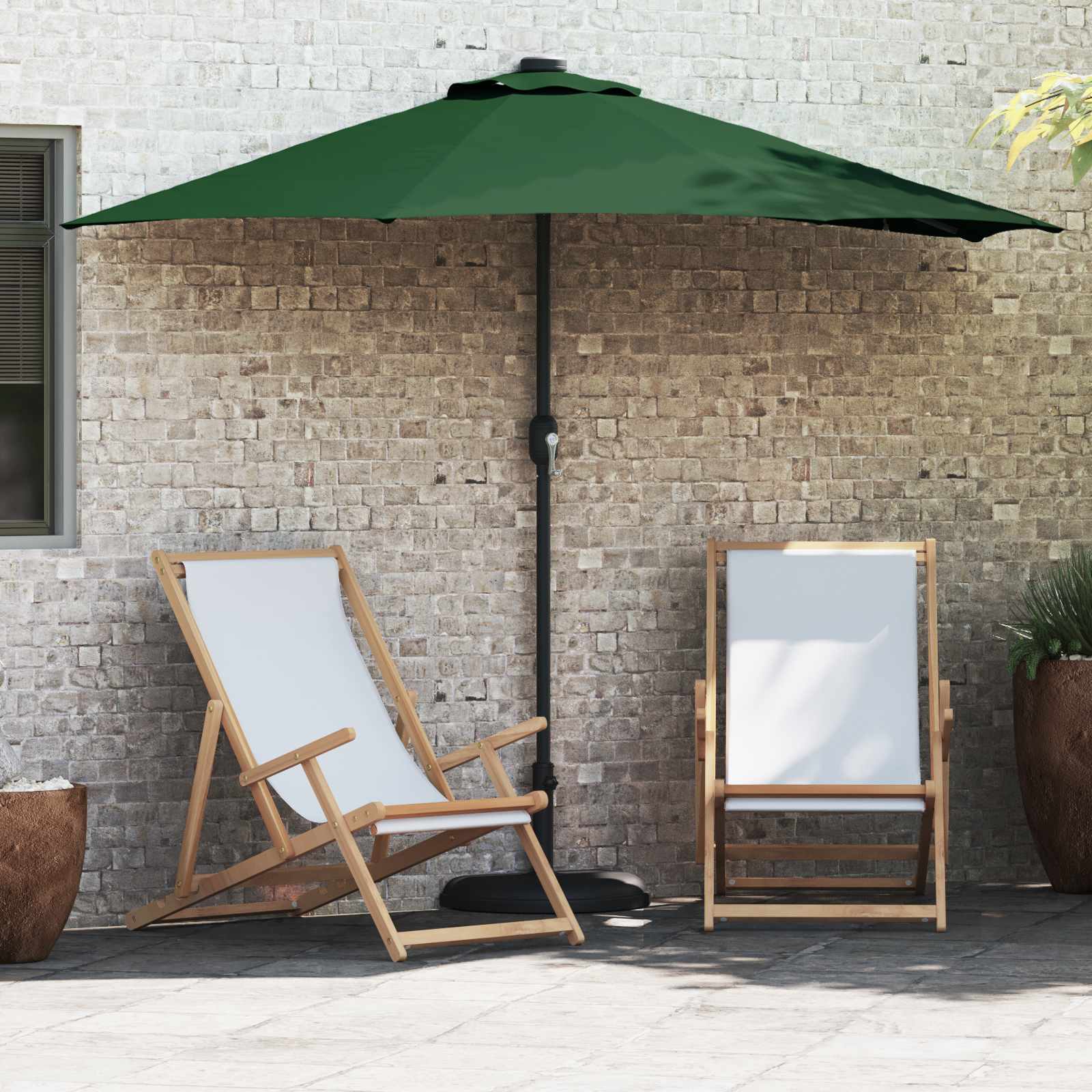 Gartensonnenschirm 294 x 150 x 224 cm Polyester und Stahl Grün
