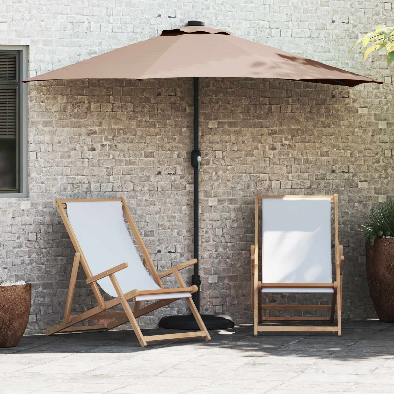 Gartensonnenschirm 294 x 150 x 224 cm Polyester und Stahl Taupe