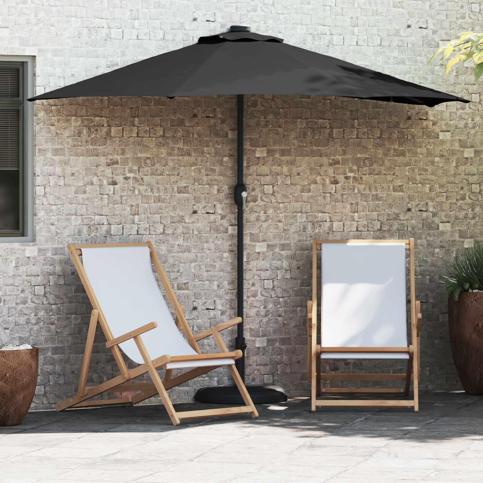 Gartensonnenschirm 294 x 150 x 224 cm Polyester und Stahl