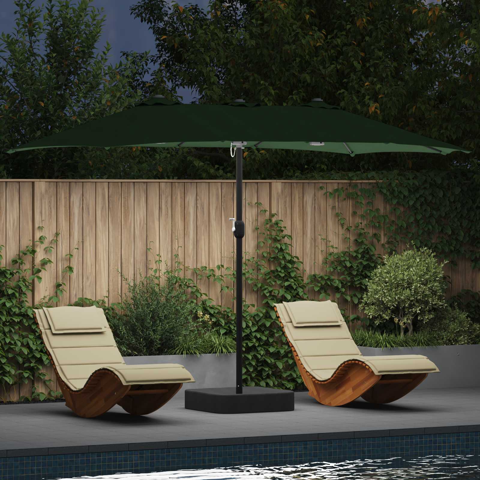 Garten-Sonnenschirm Grün 385 x 209 x 244 cm Polyester