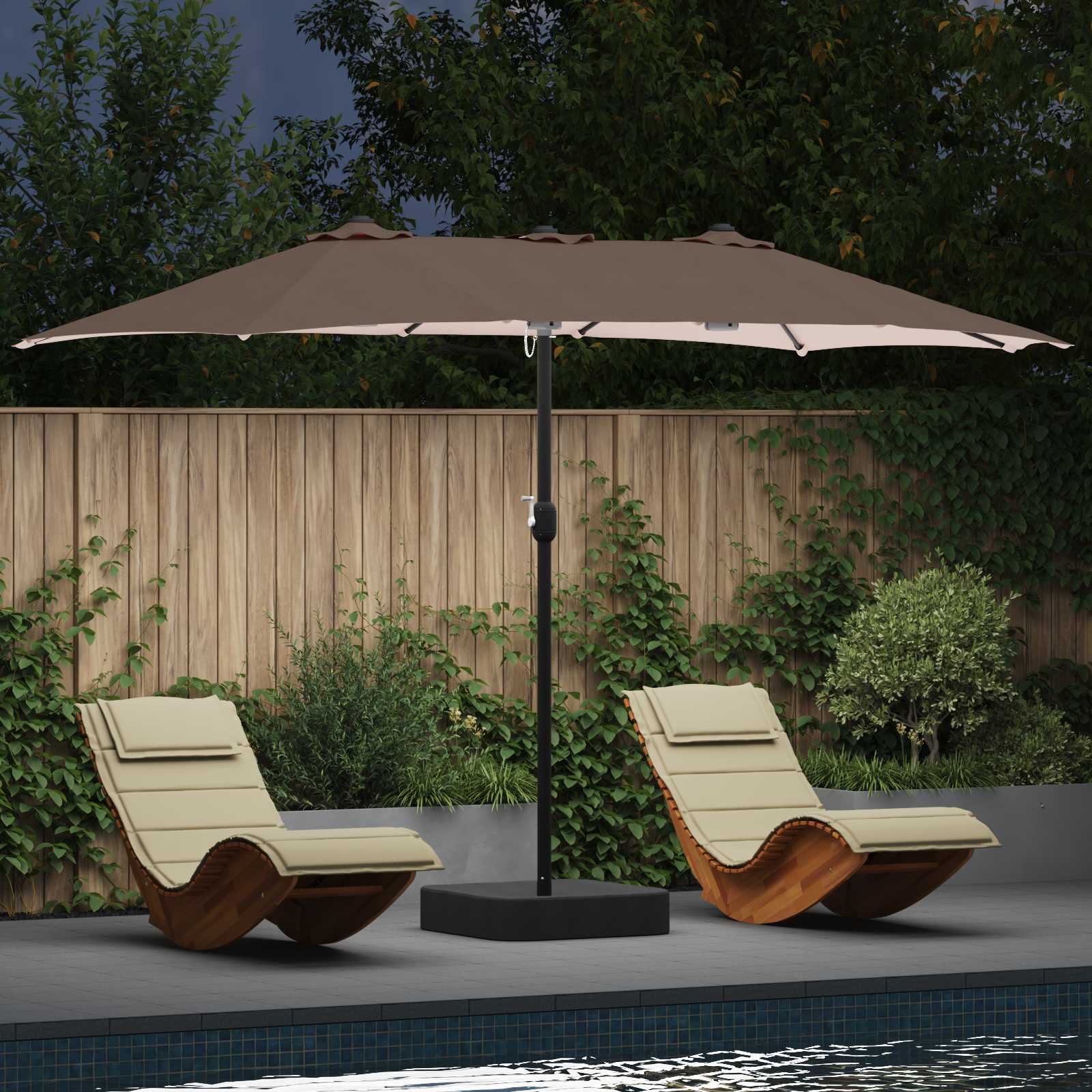 Garten-Sonnenschirm 385 x 209 x 244 cm Polyester Taupe