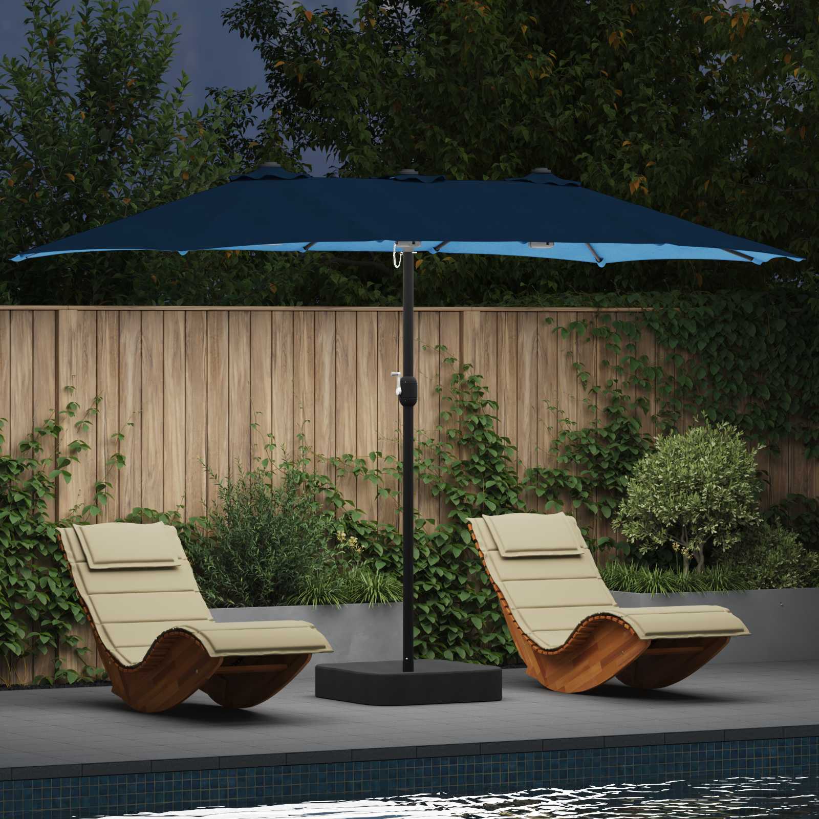 Garten-Sonnenschirm 385 x 209 x 244 cm Polyester Azurblau