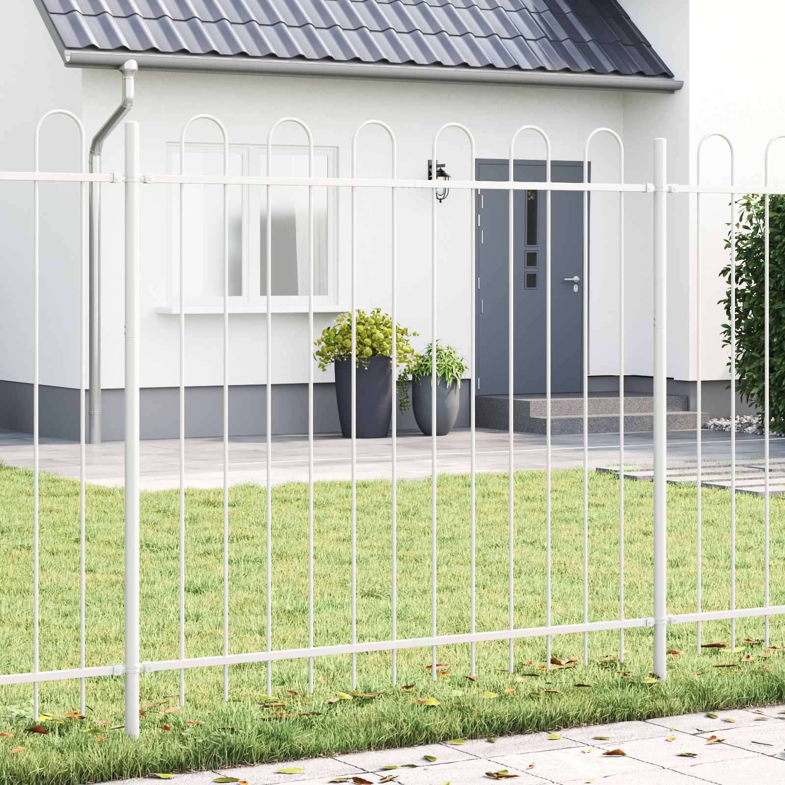 Gartenzaun BOXTEL 3 stk. 5,1 x 0,8 m Pulverbeschichteter Stahl