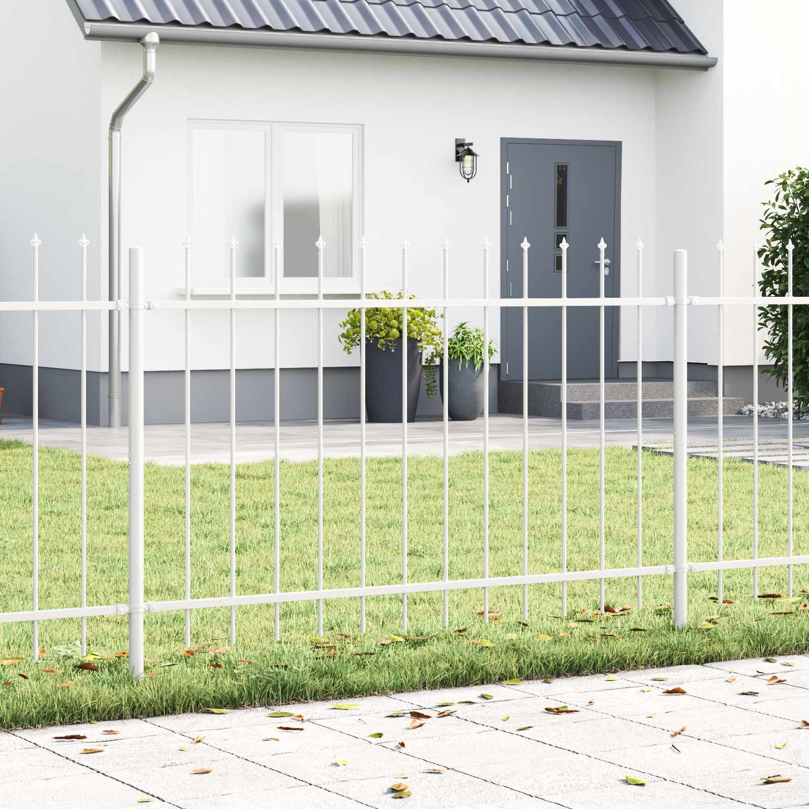 Gartenzaun WOERDEN 5 stk. 8,5 x 0,8 m Pulverbeschichteter Stahl