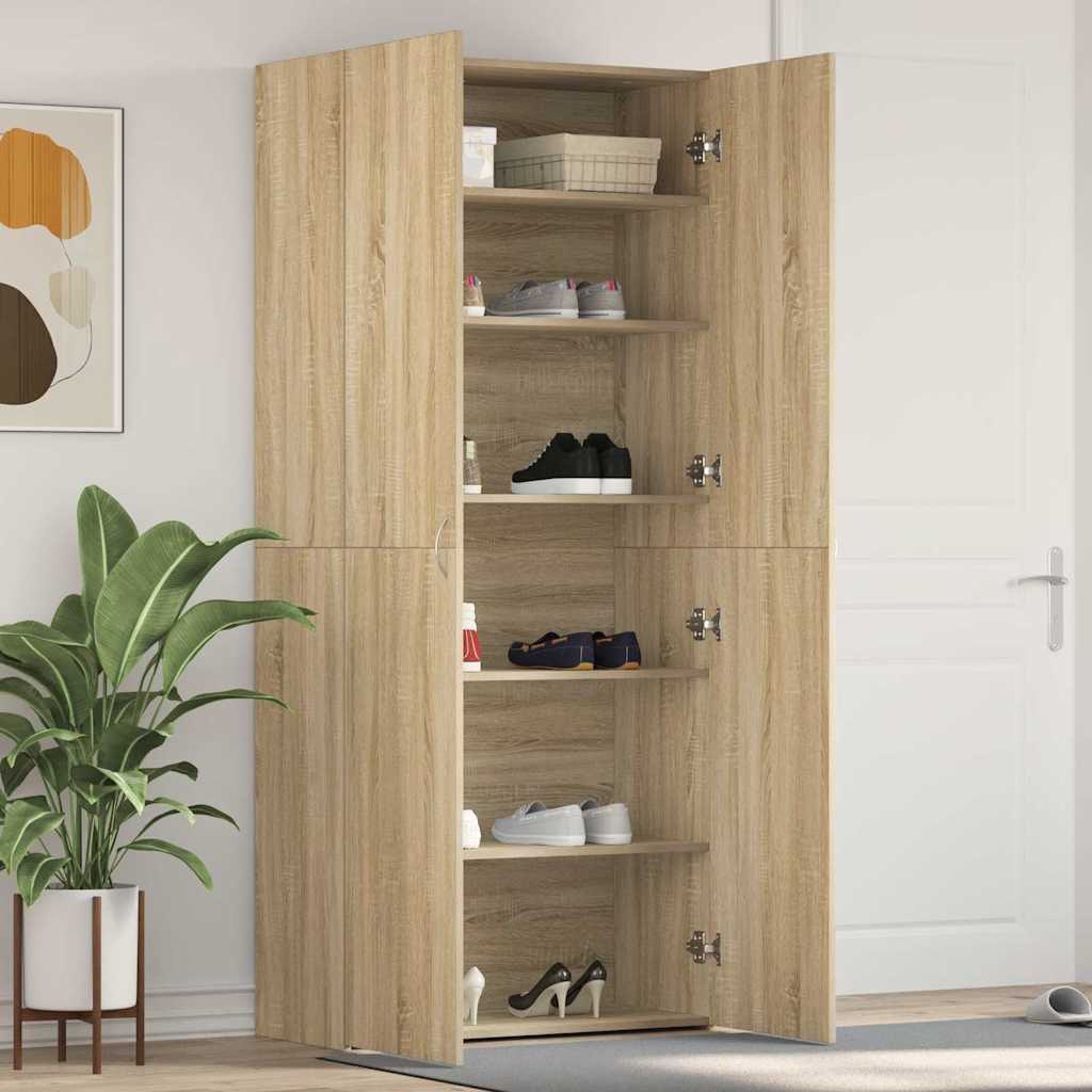 Schuhschrank 80 x 35,5 x 180 cm Holzwerkstoff Sonoma-Eiche