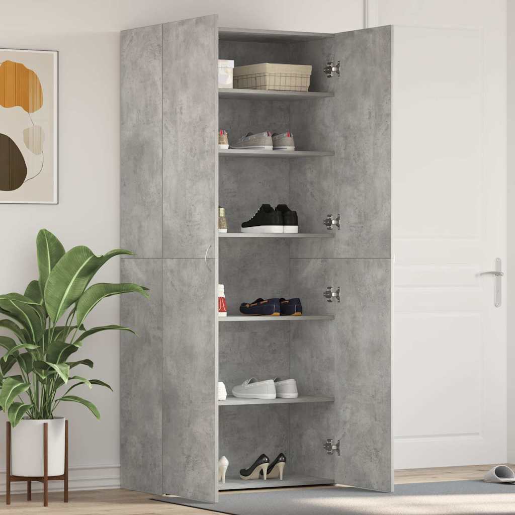 Schuhschrank 80 x 35,5 x 180 cm Holzwerkstoff Betongrau
