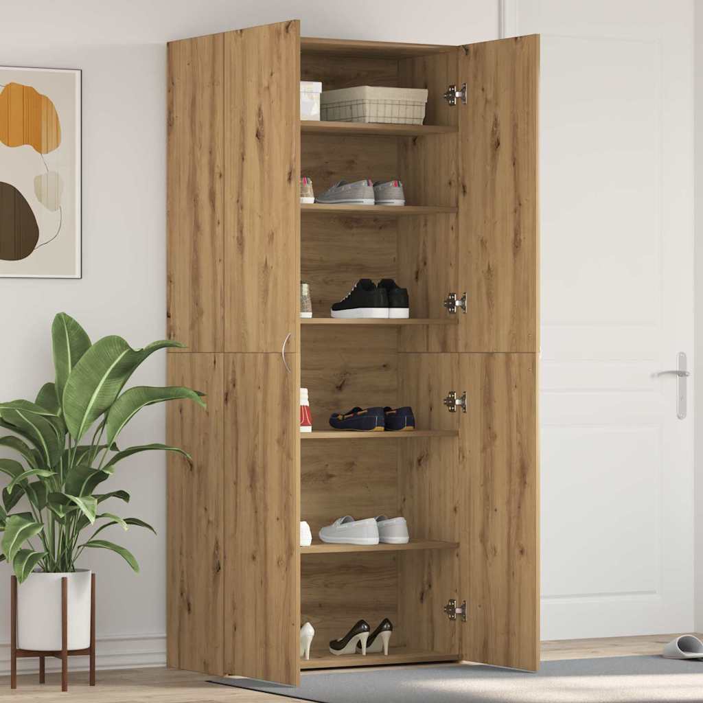 Schuhschrank 80 x 35,5 x 180 cm Holzwerkstoff Artisan-Eiche