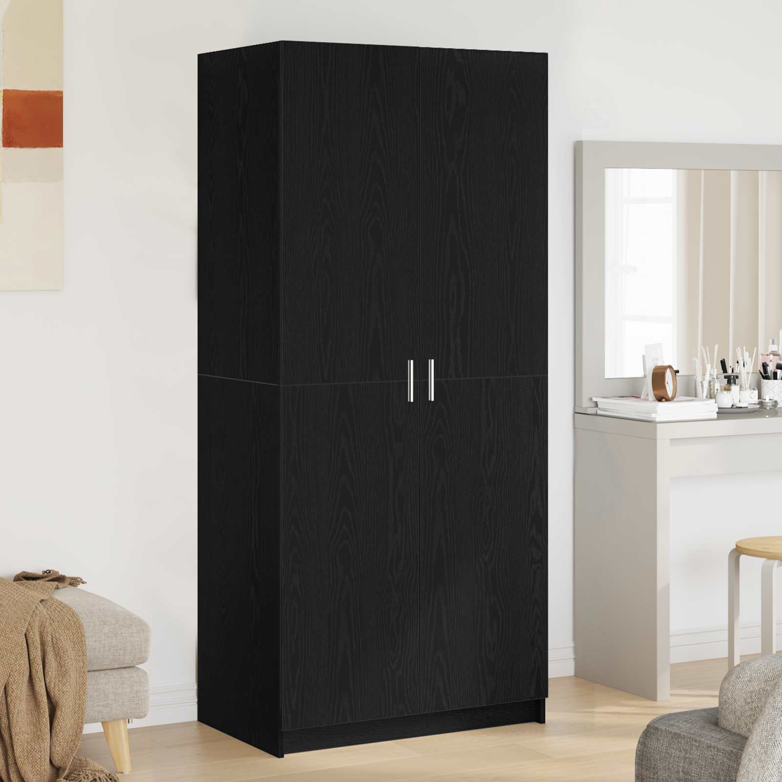 Kleiderschrank Schwarz Eichen-Optik 80 x 50,5 x 180 cm