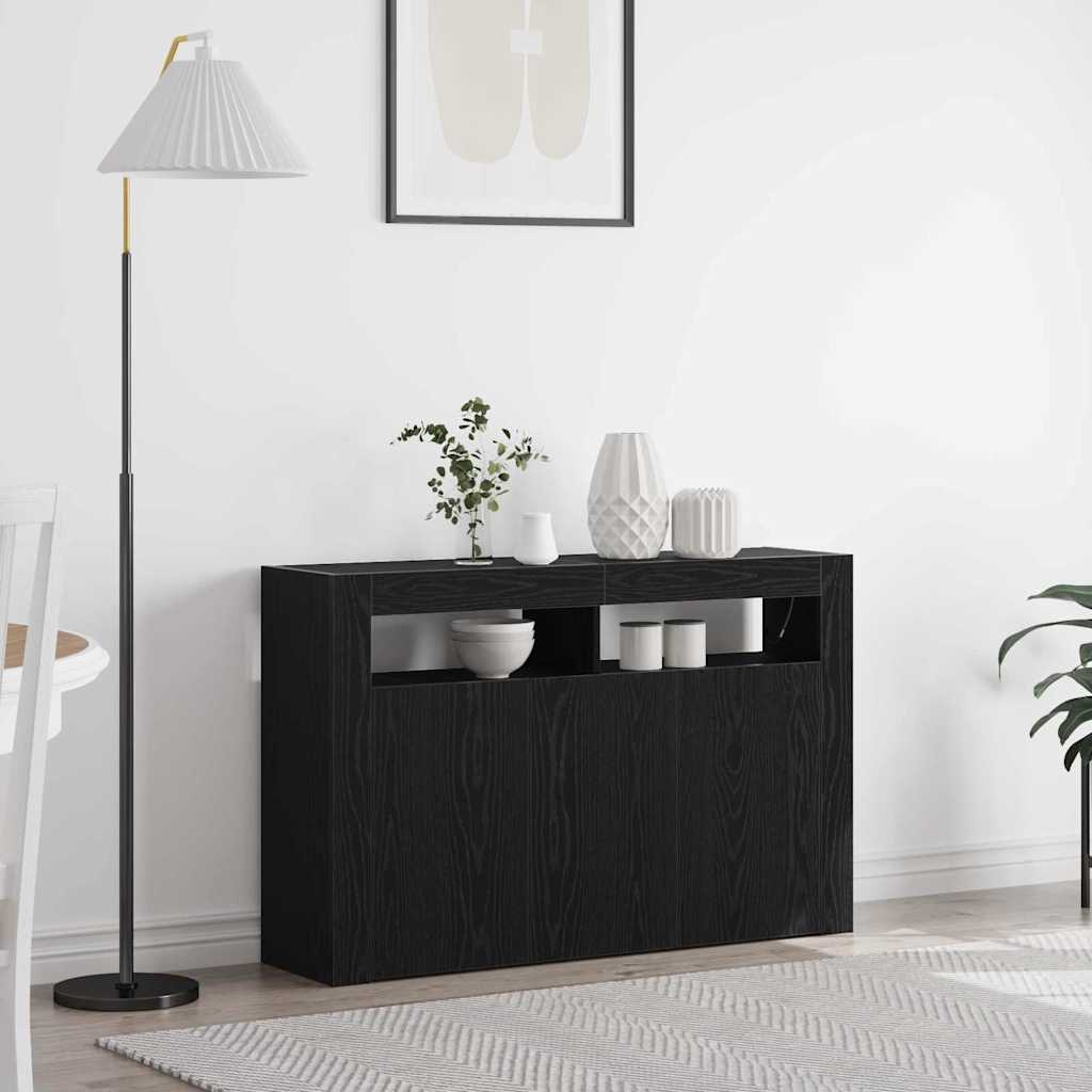 Sideboard Schwarz Eichen-Optik 116 x 30 x 75 cm Holzwerkstoff