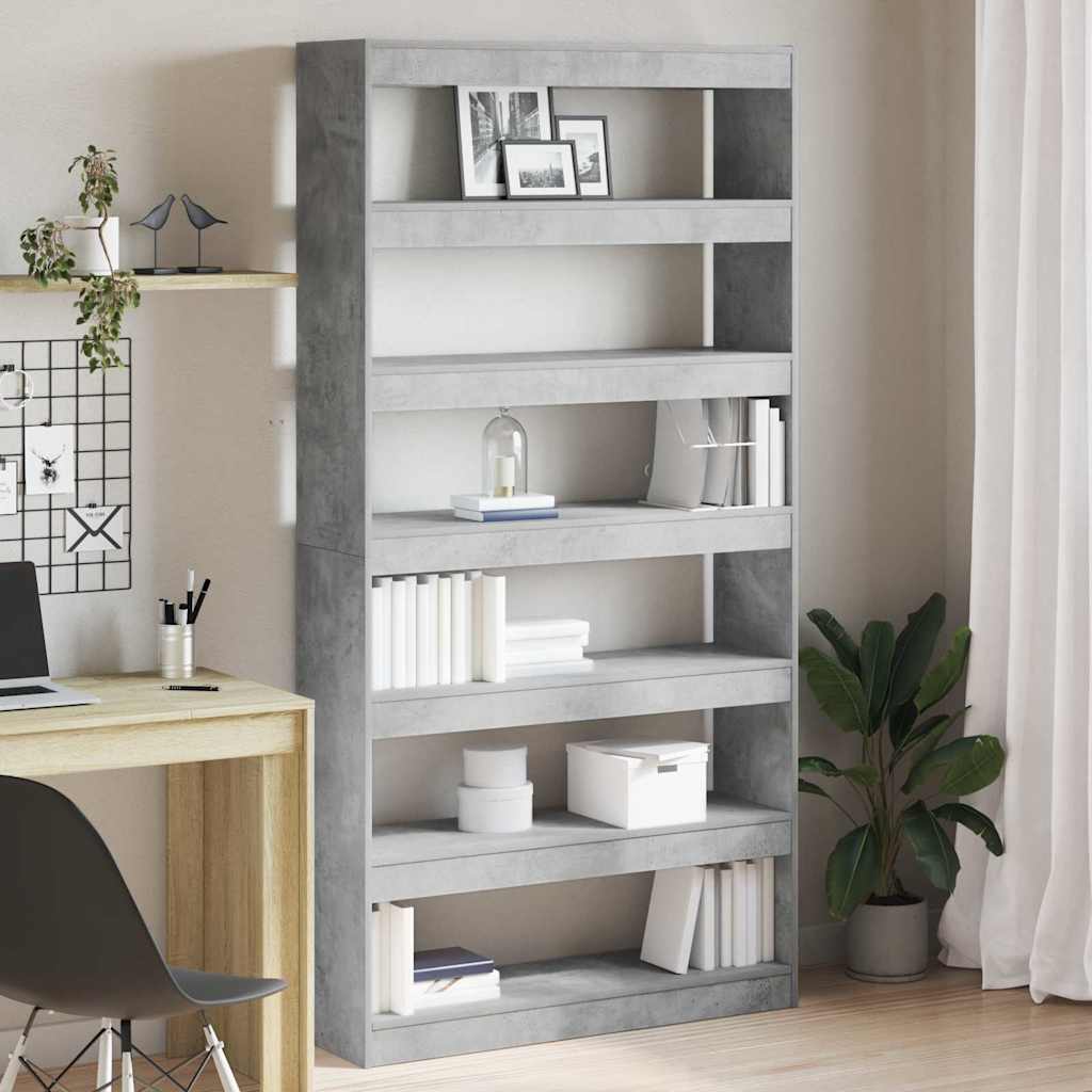 Bücherregal 6 Ebenen 100 x 30 x 198 cm Holzwerkstoff Betongrau