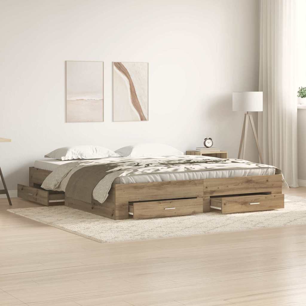 Bettrahmen Artisan-Eiche 180 x 200 cm Holzwerkstoff