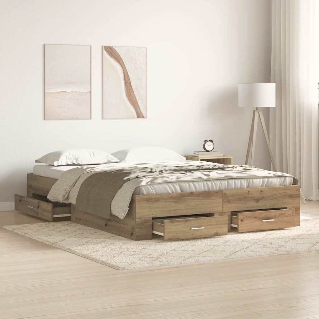 Bettrahmen Artisan-Eiche 140 x 200 cm Holzwerkstoff
