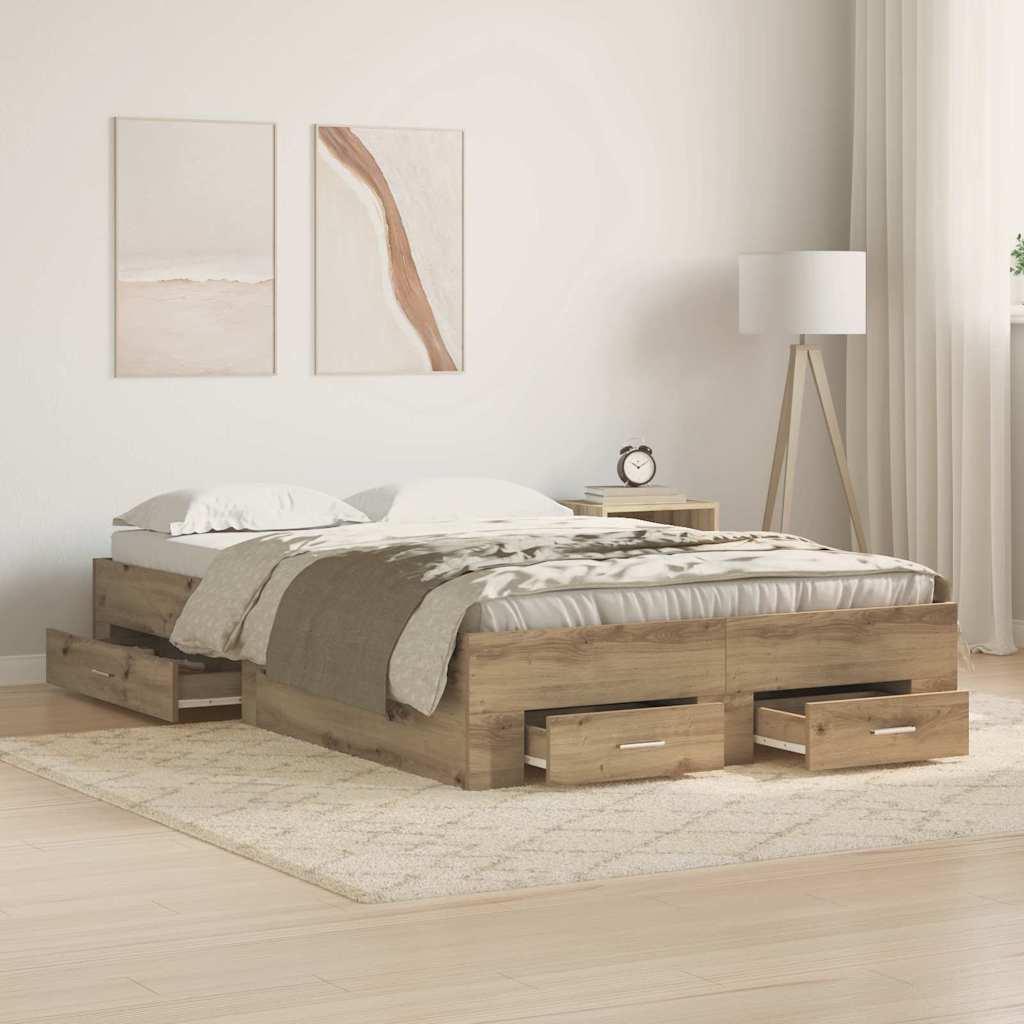 Bettrahmen Artisan-Eiche 120 x 200 cm Holzwerkstoff