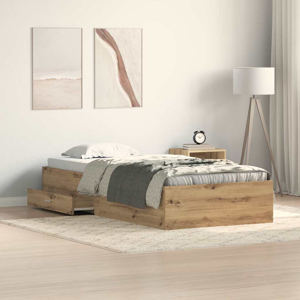 Bettrahmen Artisan-Eiche 100 x 200 cm Holzwerkstoff