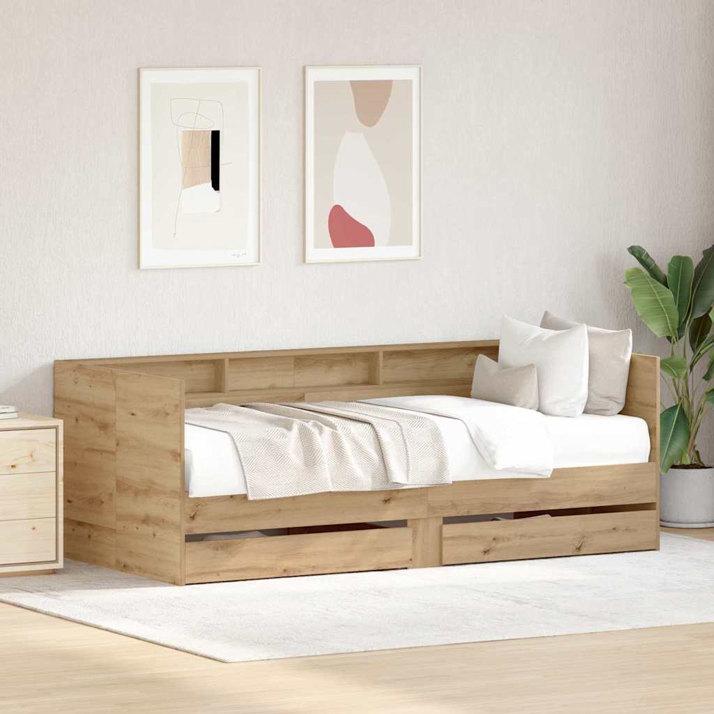 Tagesbett mit Regal Artisan-Eiche 90 x 200 cm Holzwerkstoff