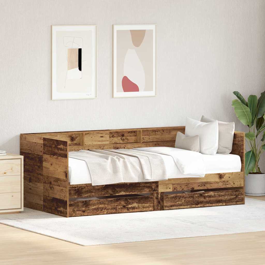 Tagesbett mit Schubladen Altholz 90 x 190 cm Holzwerkstoff