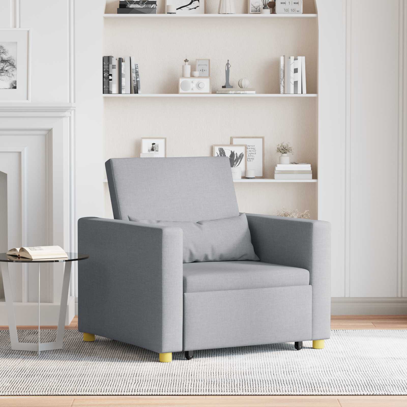 Pull-out Sofa Bed Single Hellgrau 90 x 165 x 87 cm Stoff
