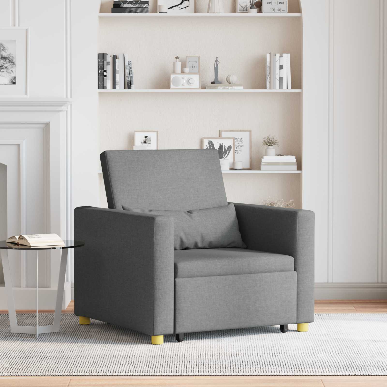 Pull-out Sofa Bed Single Dunkelgrau 90 x 165 x 87 cm Stoff
