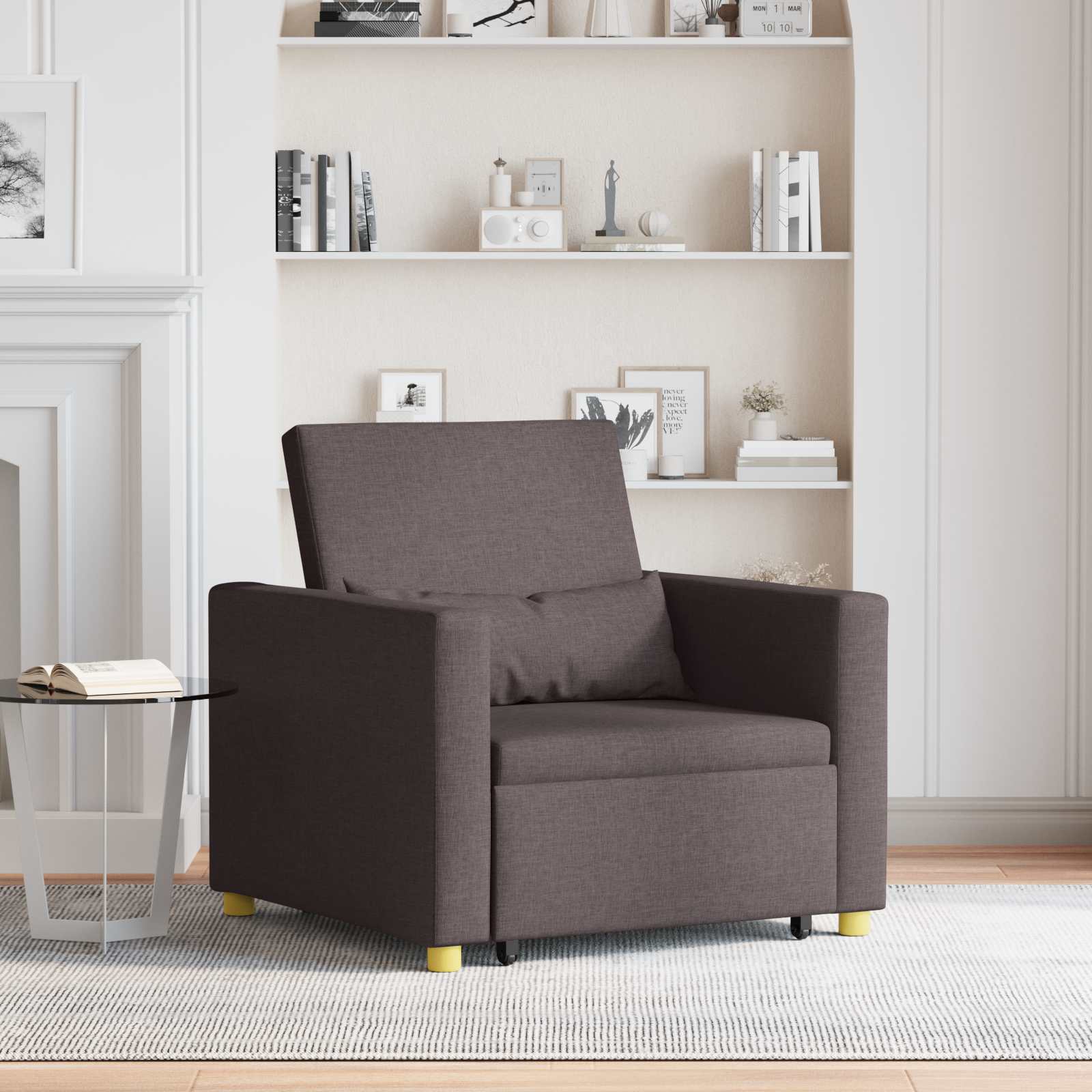 Pull-out Sofa Bed Single Dunkelbraun Stoff