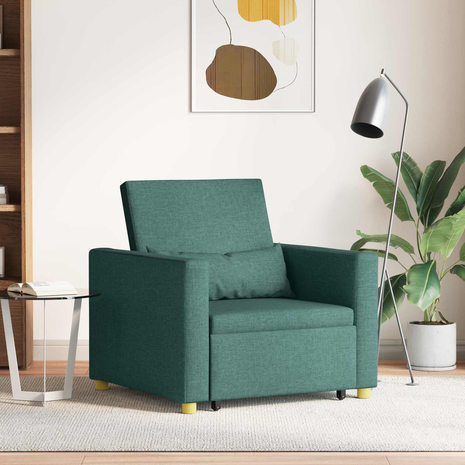 Pull-out Sofa Bed Single Dunkelgrün 90 x 165 x 87 cm Stoff