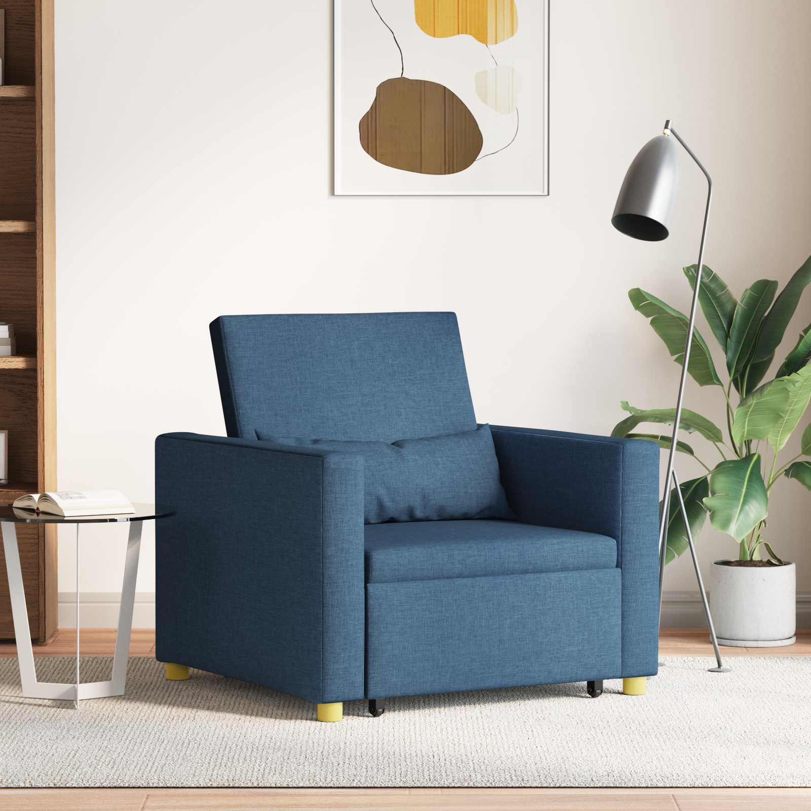Pull-out Sofa Bed Single Mit Rad Blau 90 x 165 x 87 cm Stoff