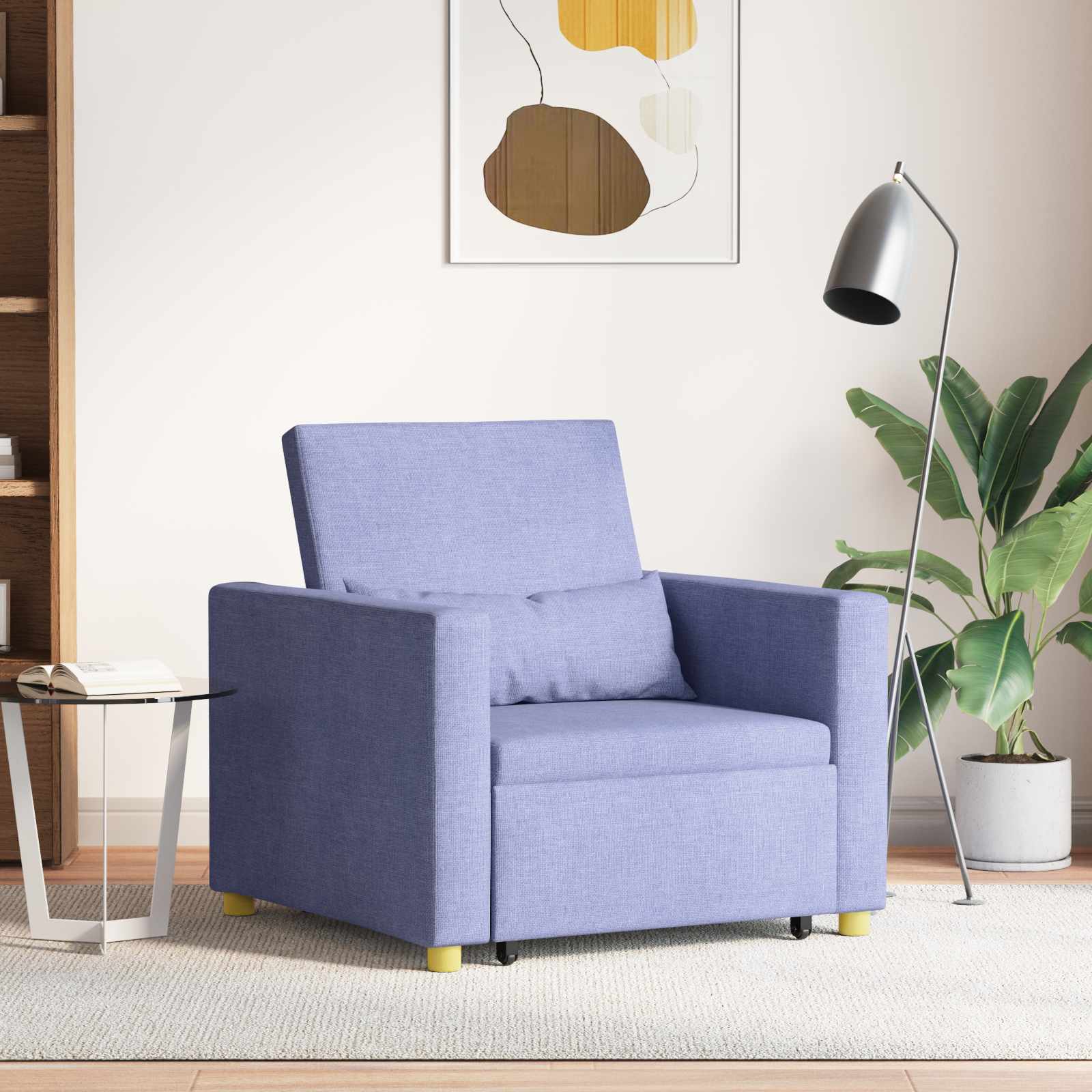 Pull-out Sofa Bed Single Jeans blau 90 x 165 x 87 cm Stoff