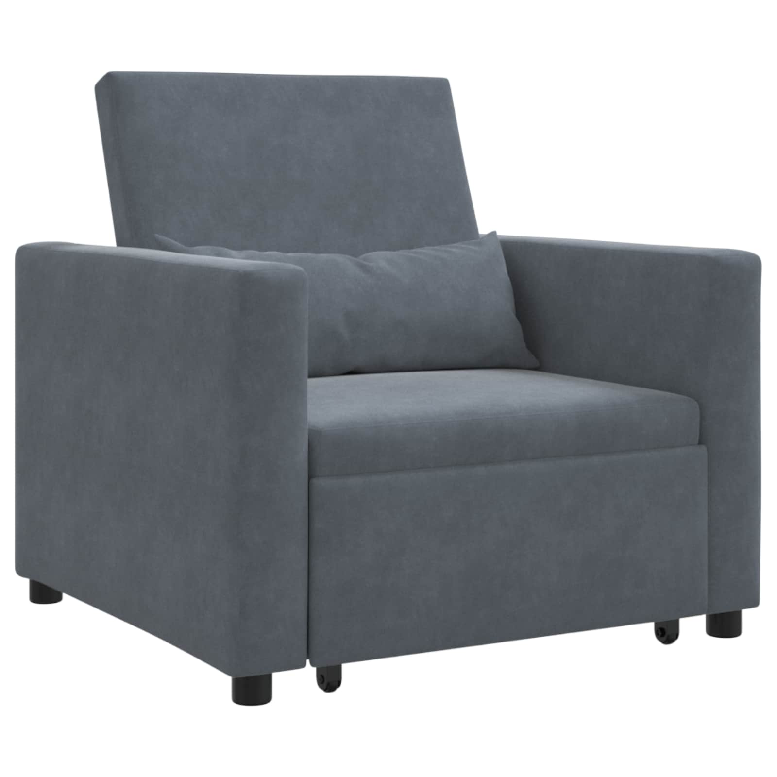 Pull-out Sofa Bed Single mit Rädern Dunkelgrau Samt