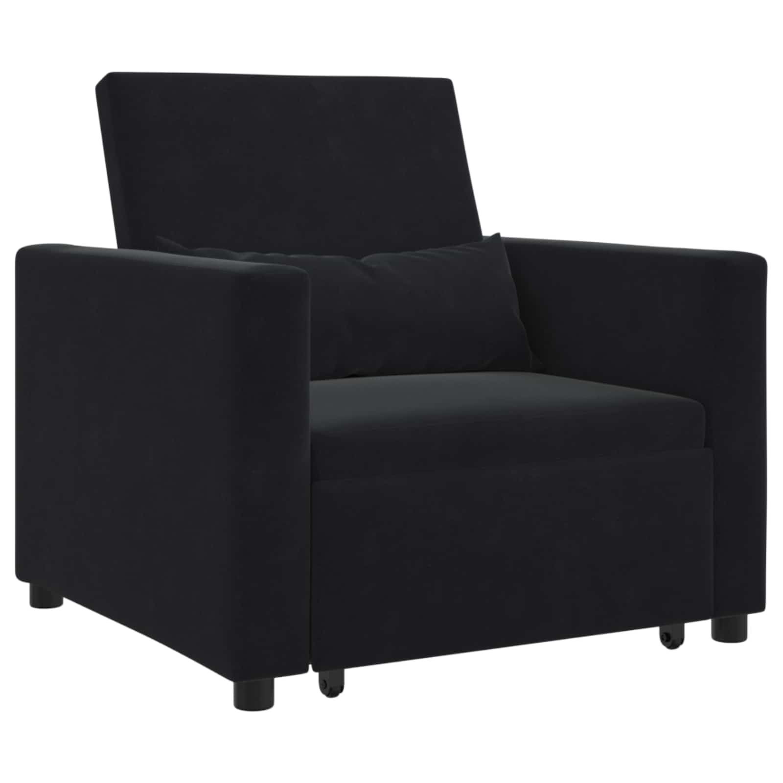 Pull-out Sofa Bed Single mit Rädern Schwarz Samt
