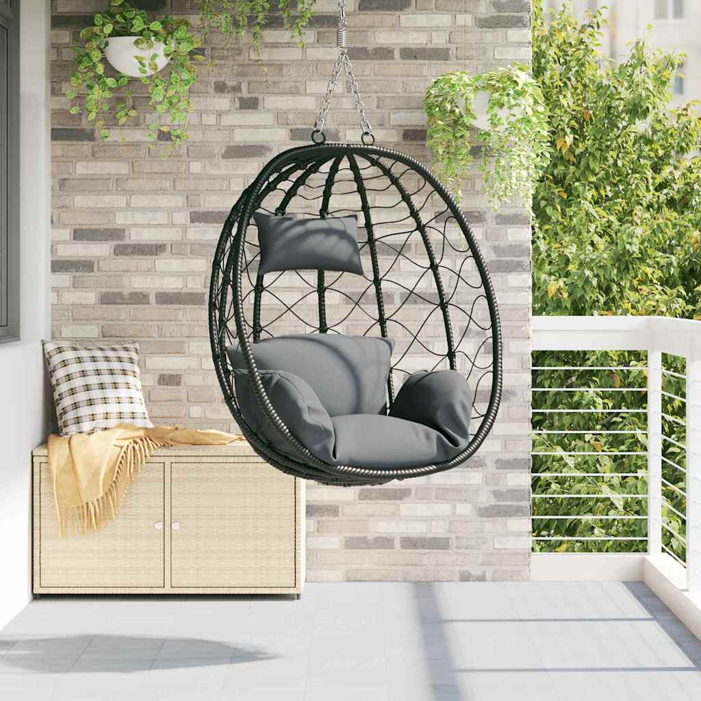 Hängendes Ei-Stuhl Poly-Rattan 91,5 x 54,5 x 107 cm Anthrazit