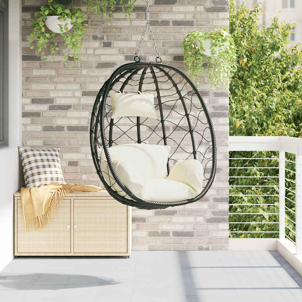 Hängendes Ei-Stuhl Poly-Rattan 91,5 x 54,5 x 107 cm Cremeweiß