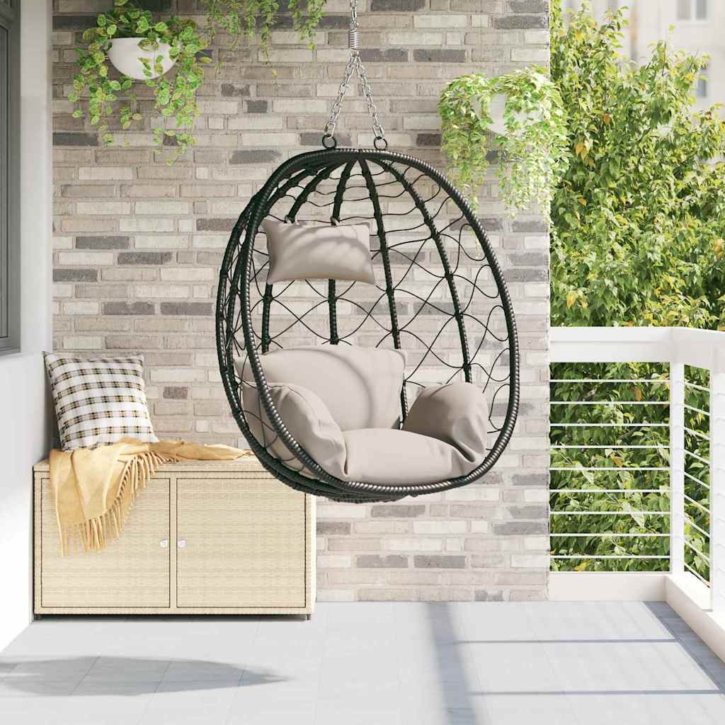 Hängendes Ei-Stuhl Poly-Rattan 91,5 x 54,5 x 107 cm Taupe