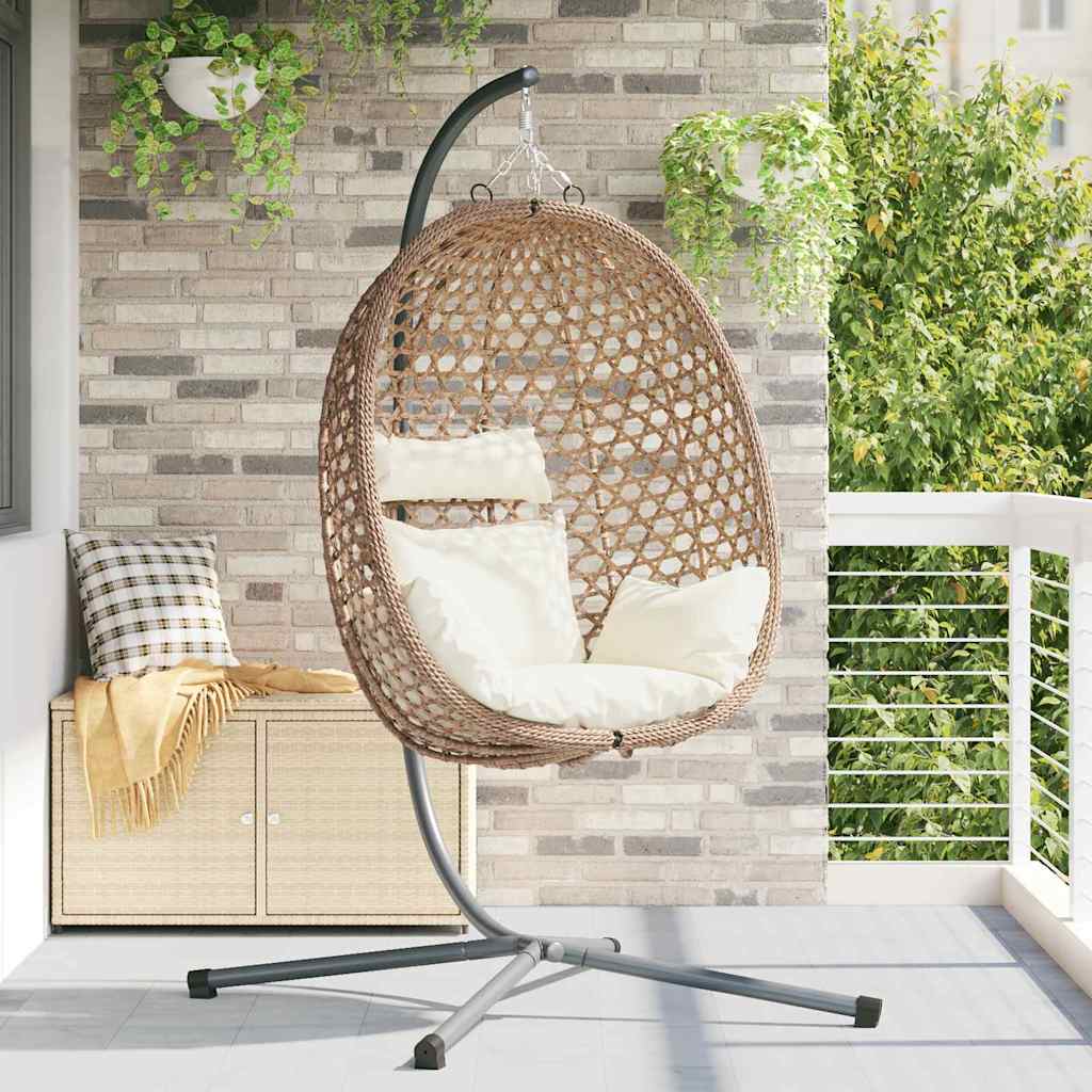 Hängendes Ei-Stuhl Poly-Rattan 104 x 100 x 191 cm Hellcreme