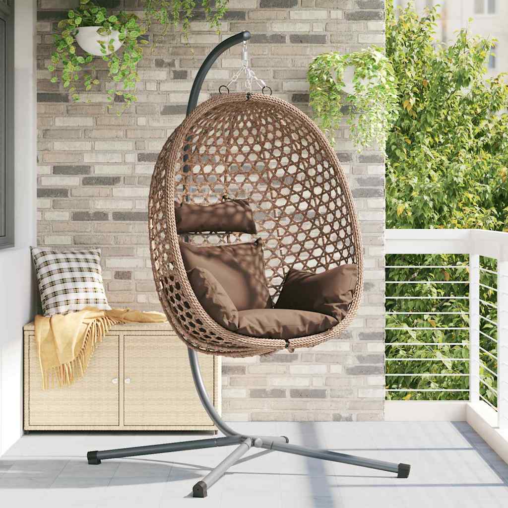 Hängendes Ei-Stuhl Poly-Rattan 104 x 100 x 191 cm Kaffeebraun