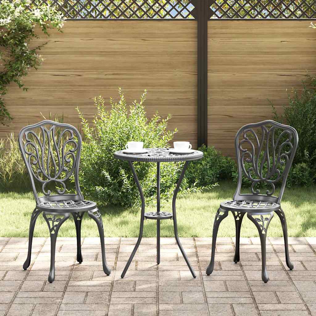 Garten Bistro Set 3 stk. Schwarz Aluminium