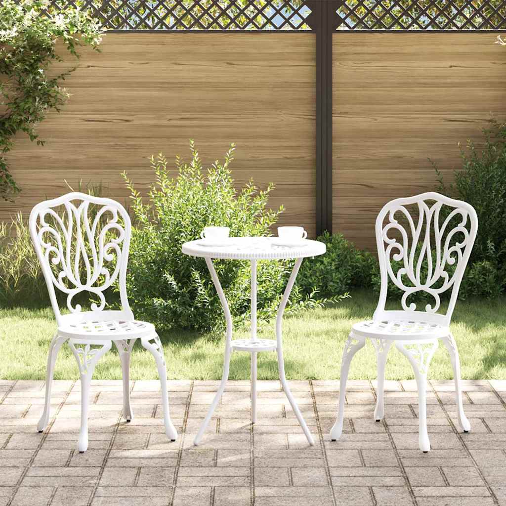 Garten Bistro Set 3 stk. Weiß Aluminium