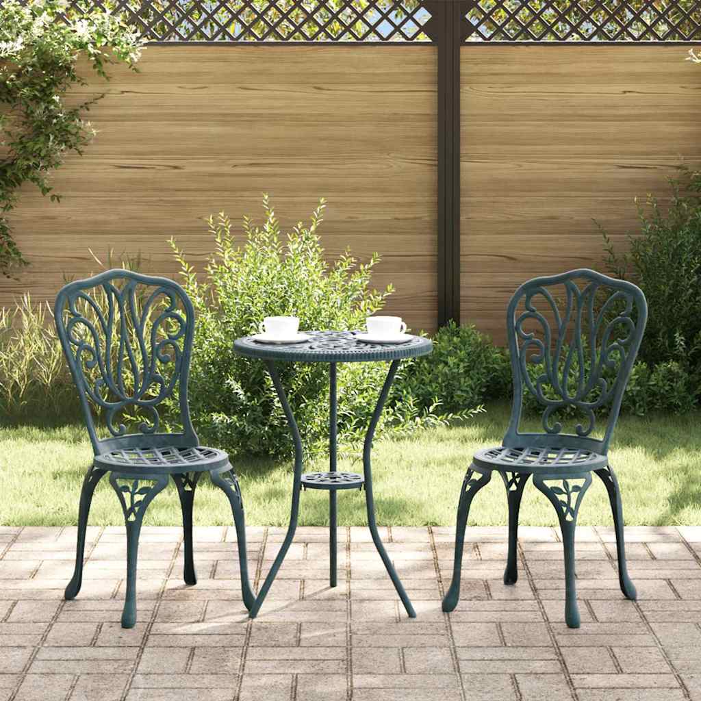 Garten Bistro Set 3 stk. Grün Aluminium