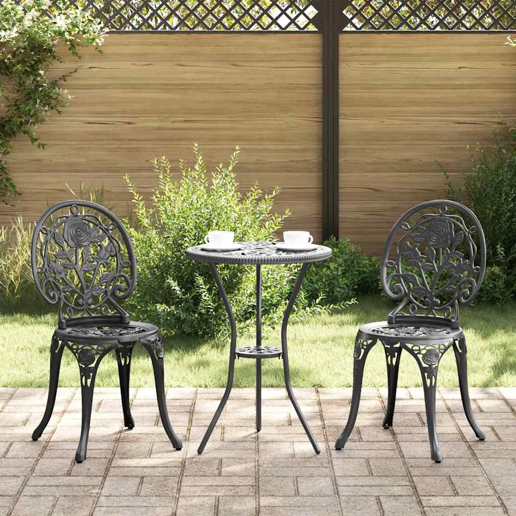 Garten Bistro Set 3 stk. Schwarz Aluminium