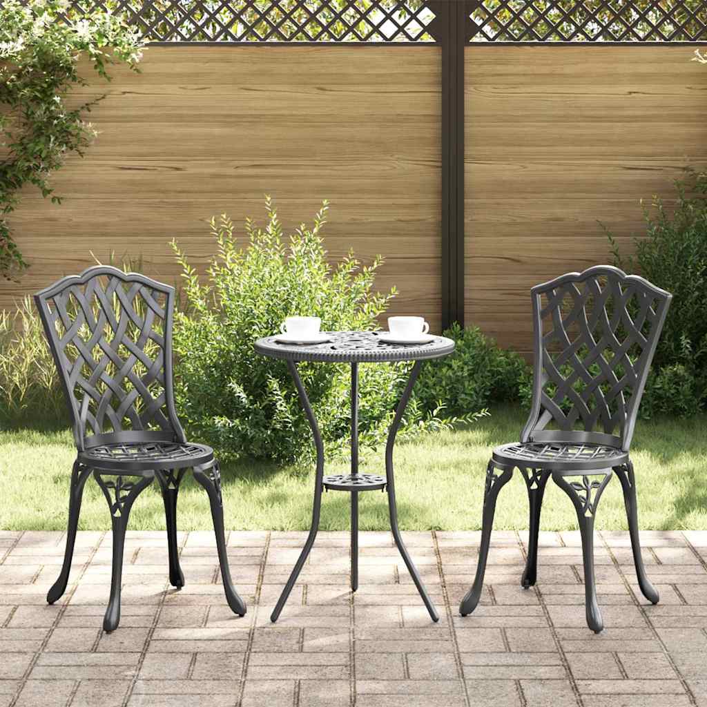 Garten Bistro Set 3 stk. Schwarz Aluminium